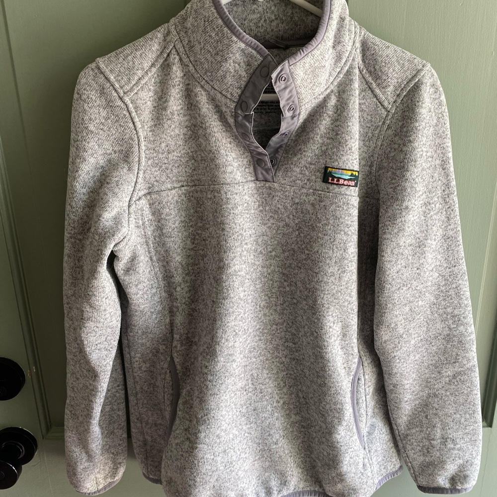 L.L. Bean Heather Gray Sweater Fleece Pullover